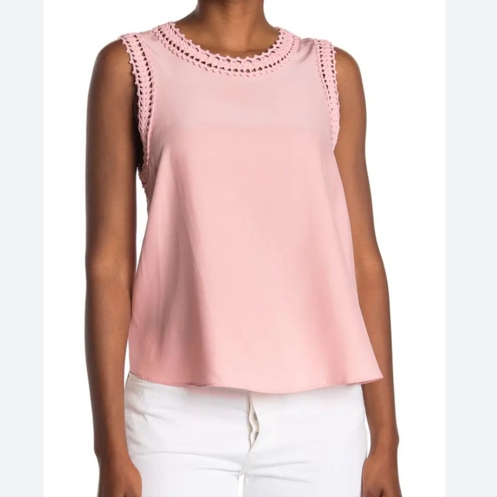 Cinq à Sept Ellina Lace Trim Silk Tank Top